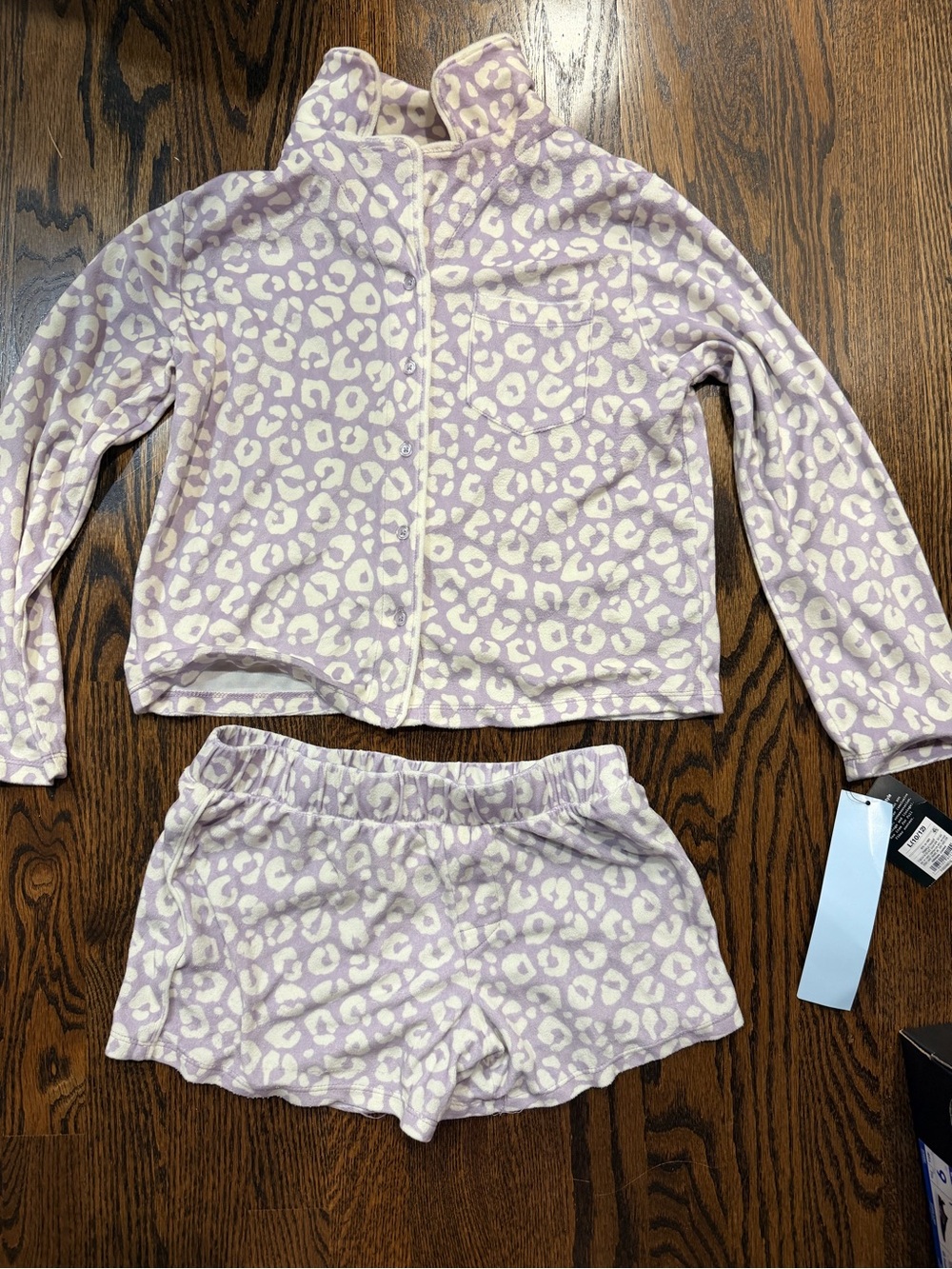 art class Lavender and Cream Leopard Print Fleece Pajama Set